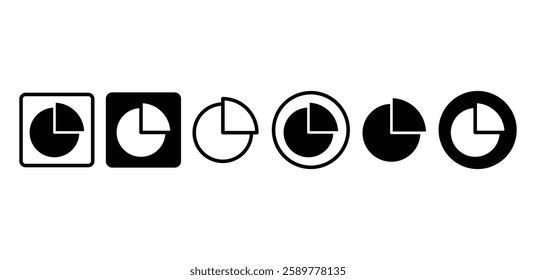 pie chart diagram icon symbol sign vector design black white color simple illustration set isolated