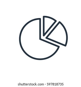 pie chart diagram line icon on white background