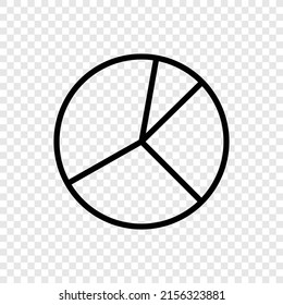 Pie chart, diagram simple icon vector. Flat design. Transparent grid