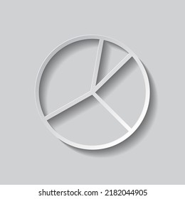 Pie chart, diagram simple icon vector. Flat design. Paper style with shadow. Gray background.ai