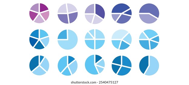 pie chart diagram vector illustration set isolated on a white background, for ui , info , website design,