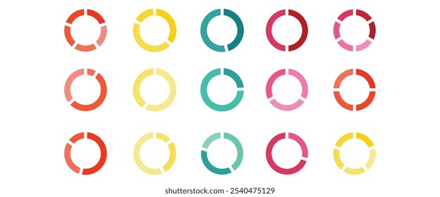 Conjunto de Ilustración vectorial de diagrama de gráfico circular aislado sobre un fondo blanco, para UI, información, diseño de Sitio web,