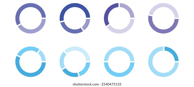 pie chart diagram vector illustration set isolated on a white background, for ui , info , website design,