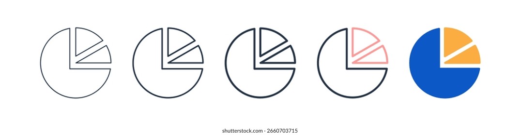 Pie Chart different style icons set vector illustration.