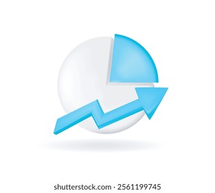 Pie chart digital marketing with arrow up