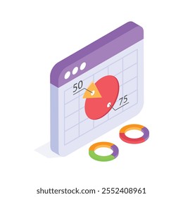 Kreisdiagramm auf einer Web-Oberfläche angezeigt, Konzept-Symbol der Webseitenanalyse