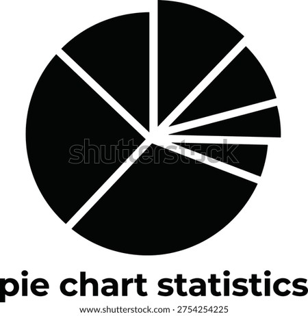 A pie chart displays segmented portions for statistical representation