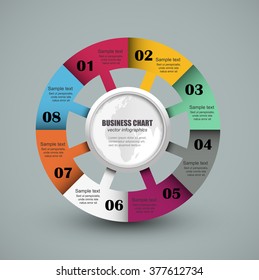pie chart is divided into parts, global processes infographic template