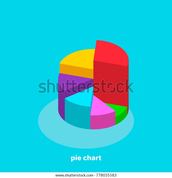 pie chart divided into parts of different colors,\
isometric image