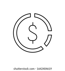 Pie chart  with  dollar, SEO icon. Simple line, outline vector elements of commerce icons for ui and ux, website or mobile application