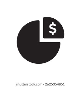 Gráfico circular con centro de símbolos de dólar que representa el enfoque financiero y la estrategia empresarial