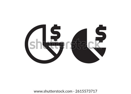 Pie chart with dollar symbol icon set Vector