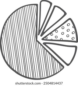 Tortendiagramm-Doodle. Handgezeichnetes Statistikdiagramm