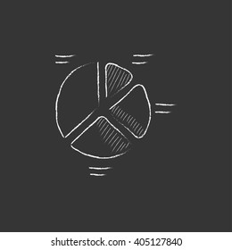 Pie chart. Drawn in chalk icon.