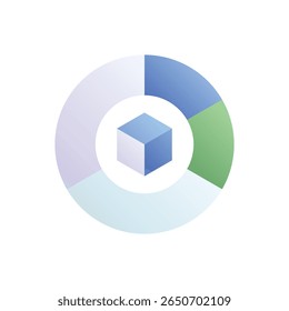 Gráfico de pizza. Ícone de vetor editável, colorido.