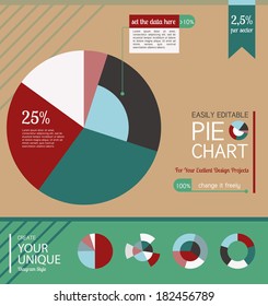 Pie chart. Editable vector image. Strict but stylish color palette