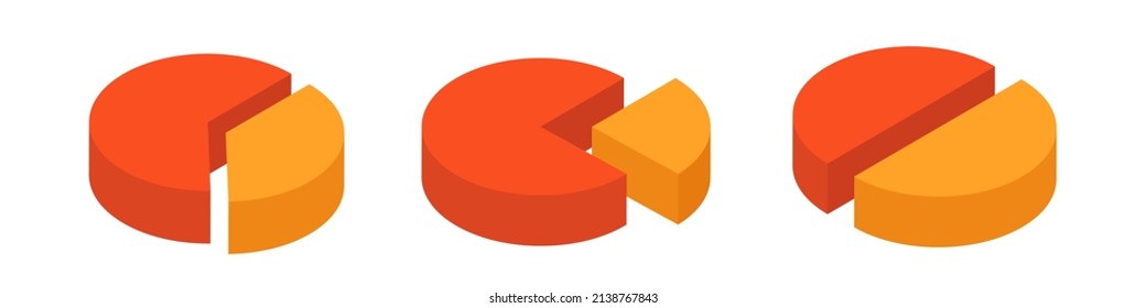 Pie Chart Examples. 3d round graph-chart of statistics. Vector isometric and flat clipart