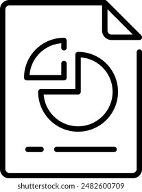 Pie chart file icon. simple vector illustration editable stroke.