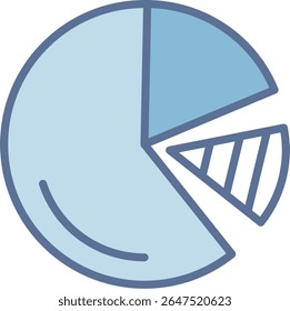 Icono de tono azul lleno de gráfico circular