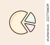Pie chart filled icon with circular colorful portions and reflexes.