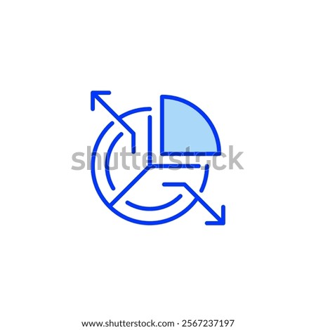 Pie Chart Filled Line Icon. linear style sign for mobile concept and web design. Outline vector icon.