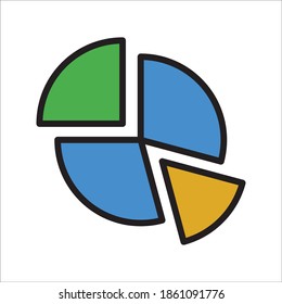 Pie chart Flat Icon Color Design Vector Template Illustration