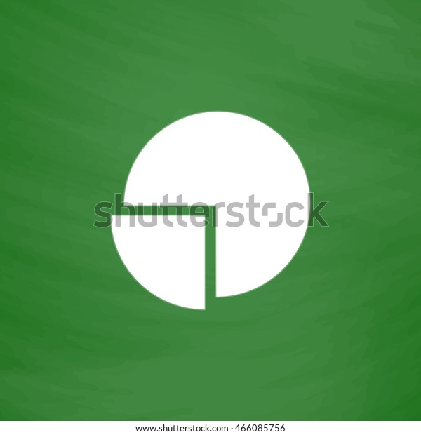 Pie chart. Flat Icon. Imitation draw\
with white chalk on green chalkboard. Flat Pictogram and School\
board background. Vector illustration\
symbol