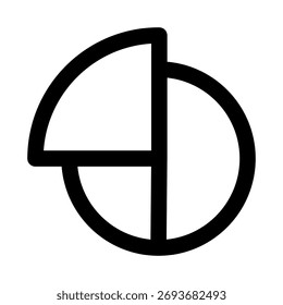 Pie Chart flat minimal outline icon representing data visualization, statistics, and modern analytics design