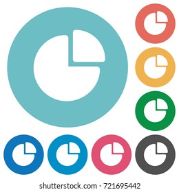Pie chart flat white icons on round color backgrounds