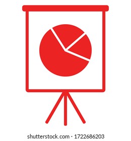 Pie chart and flipchart on white