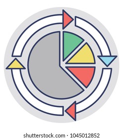
Pie chart with flow arrows symbolising analysis concept
