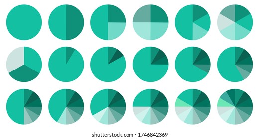 Gráfico circular en forma de pastel. Icono de segmentos vectores. Ilustración de un diagrama en rodajas. Foto de stock.