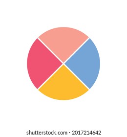 Pie chart with four same size sectors vector illustration on white background