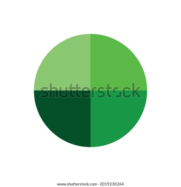 Pie chart with four same size sectors vector\
illustration on white\
background