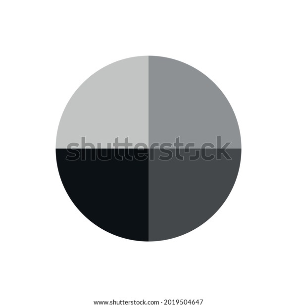 Pie chart with four same size sectors vector\
illustration on white\
background