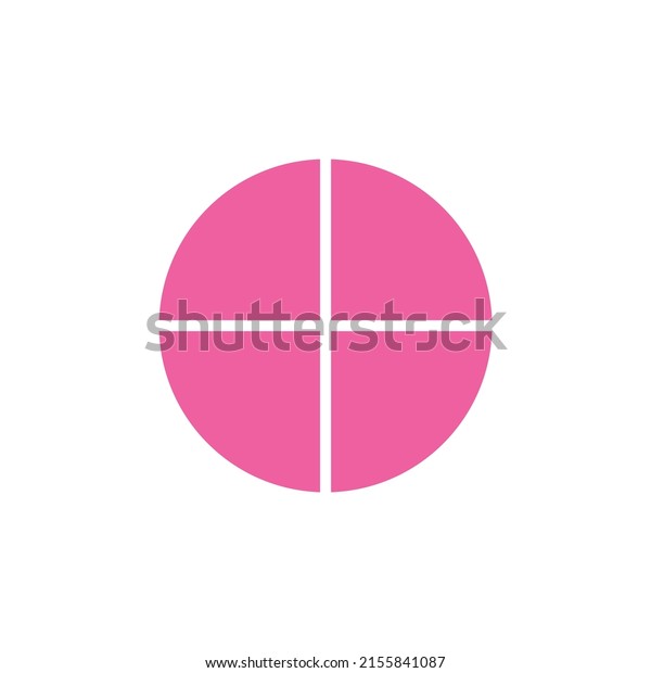 Pie chart with four same size sectors vector\
illustration on white\
background.