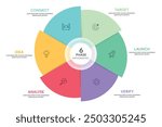 Pie Chart Glassmorphism Infographic Template With 6 Options, Steps, Parts, Segments. Vector Illustration For Business Financial Report.