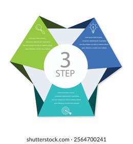 Pie Chart Glassmorphism Infographic Template With 3 Options, Steps, Parts, Segments. Vector Illustration For Business Financial Report.