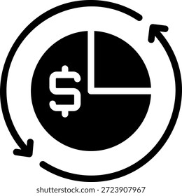 Vector de ilustración de icono de glifo de gráfico circular