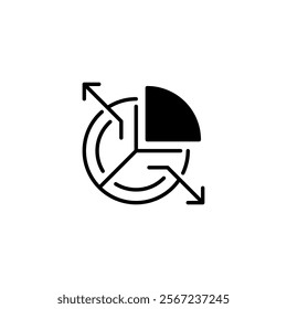 Pie Chart Glyph Icon. linear style sign for mobile concept and web design. Outline vector icon.