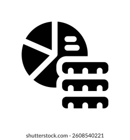 pie chart glyph icon. Strong and solid vector icon for websites, mobile interfaces, presentations, and visual branding. High quality and easy to edit.