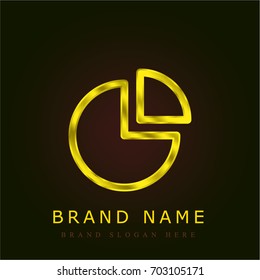 Pie chart golden metallic logo