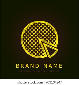 Pie chart golden metallic logo