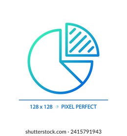 Pie chart gradient linear vector icon. Circle divided. Business statistics. Statistical graphics. Data visualization. Thin line color symbol. Modern style pictogram. Vector isolated outline drawing