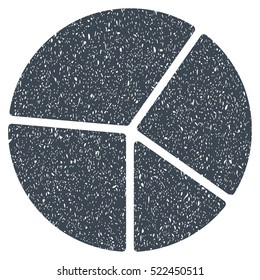 Pie Chart grainy textured icon for overlay watermark stamps. Flat symbol with dirty texture. Dotted vector smooth blue ink rubber seal stamp with grunge design on a white background.