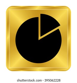 Pie chart graph - Diagram - black vector icon;  gold button