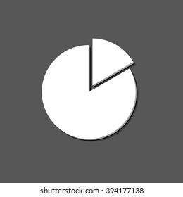 Pie chart graph - Diagram - white vector  icon with shadow