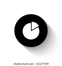 Pie chart graph - Diagram - white vector icon  with shadow