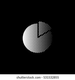 Pie chart graph - Diagram - white vector icon;  halftone illustration
