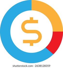 Pie Chart Graph Icon Vector Flat Illustration